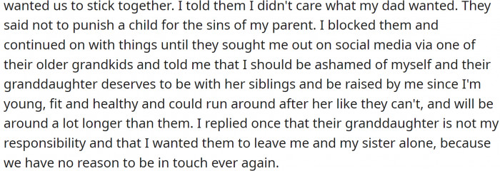 When Lacey's grandparents, OP's father's in-laws, learned of the situation, they asked OP why he didn't take their granddaughter as well.