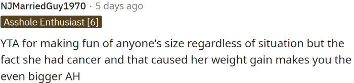 Making fun of anyone's size is bad. This is even worse.