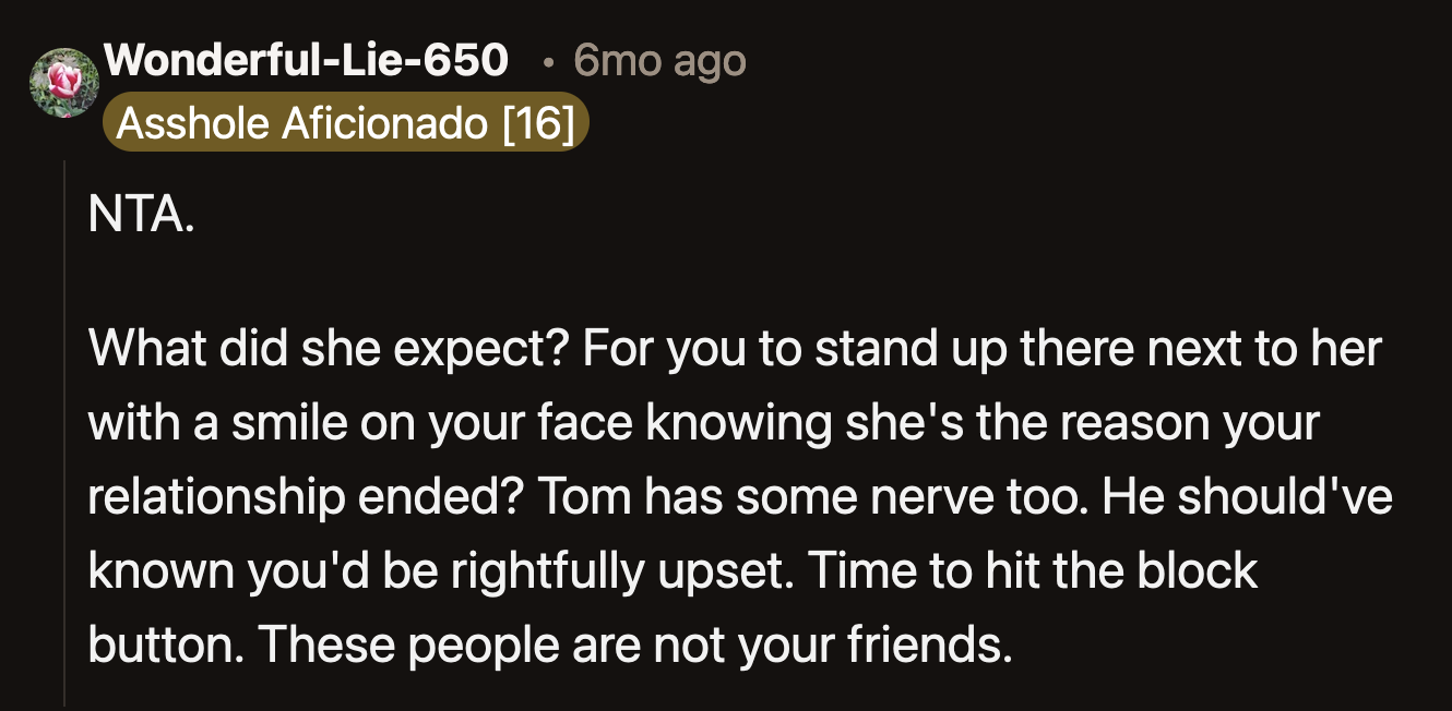 OP needs to stay away from these people once the drama dies down. They are not her friends.