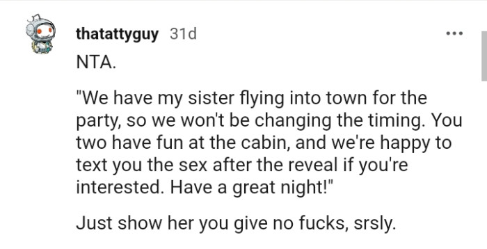 What the OP should text the mother-in-law