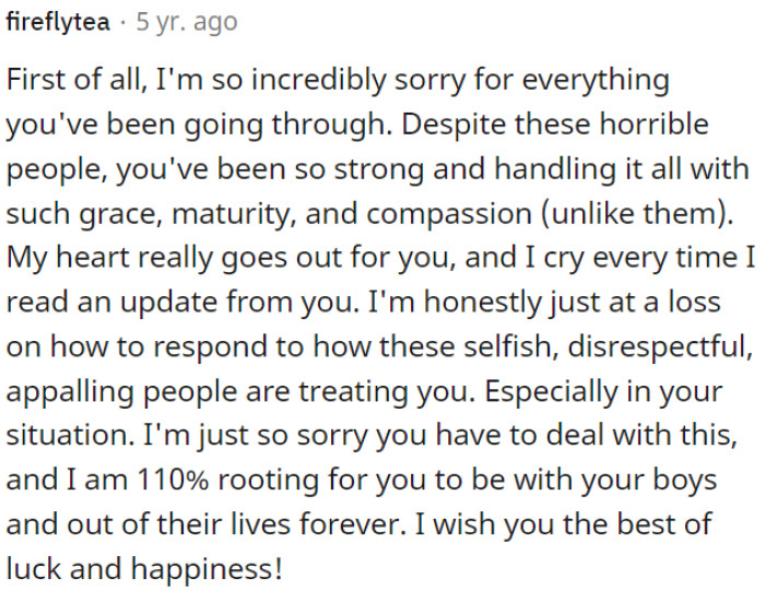 OP showed incredible strength and grace in handling this difficult situation