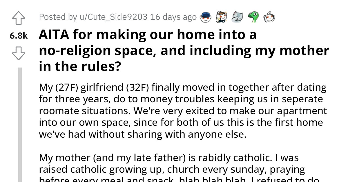 Redditor Asks If She's An A**hole For Banning Religion In Her Home And Forcing Her Mother To Cover Up Her Cross Necklace