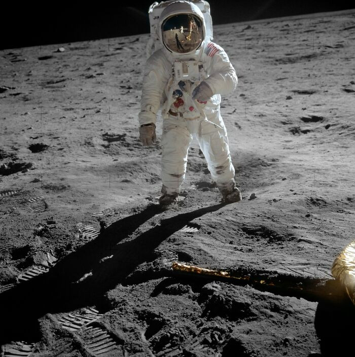 "Astronaut Edwin Aldrin Walks Near The Lunar Module"