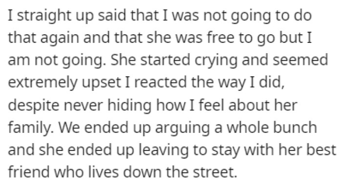 OP was quick to reject his wife's invitation