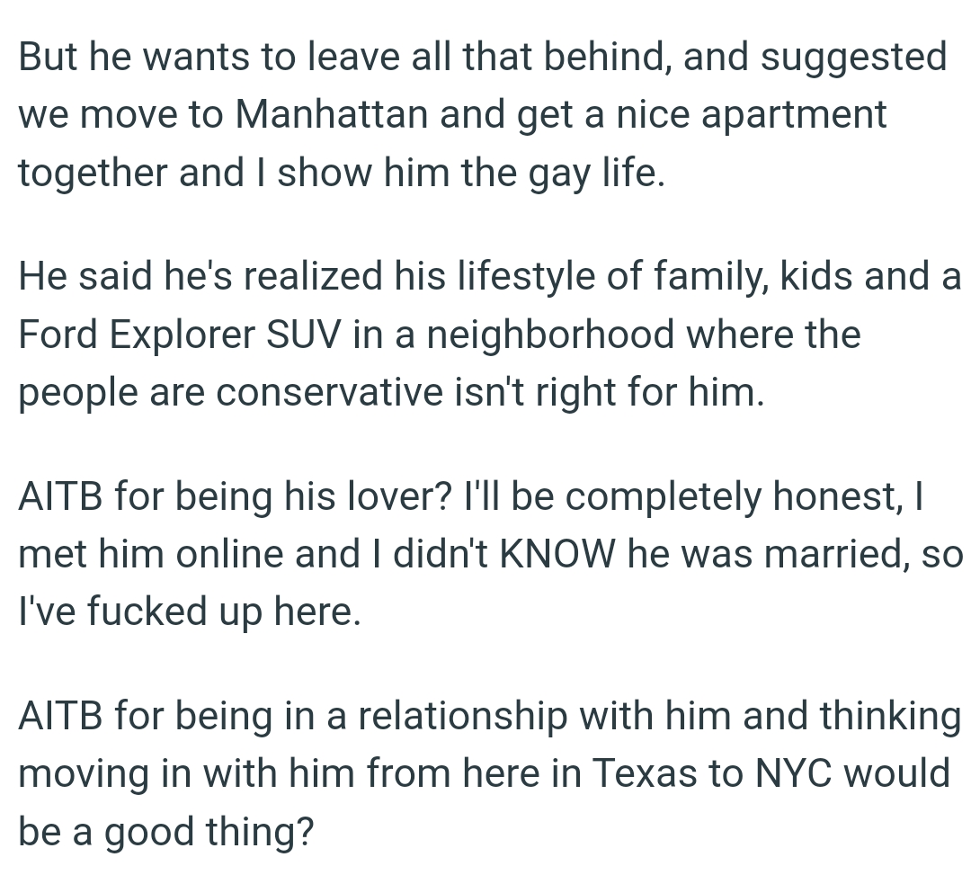 The OP met him online and he didn't know he was married