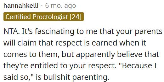 Parents expect respect but demand it without earning it.