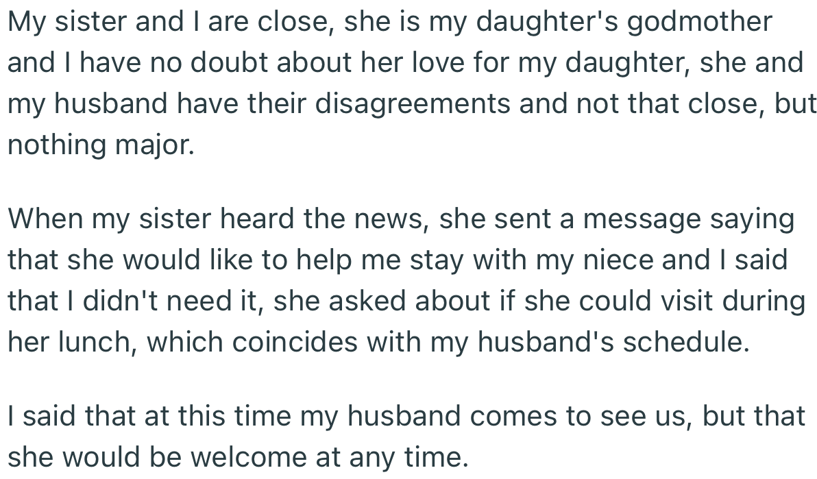 OP’s Sister Asked to Visit During Lunch. However, This Coincided with When OP’s Husband Would Visit, Not Forgetting the Hospital Allowed One Visitor at a Time