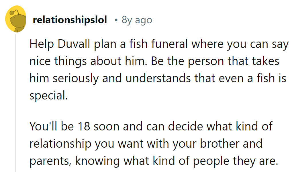 Duvall needs a fish funeral director; even fins deserve a proper farewell.