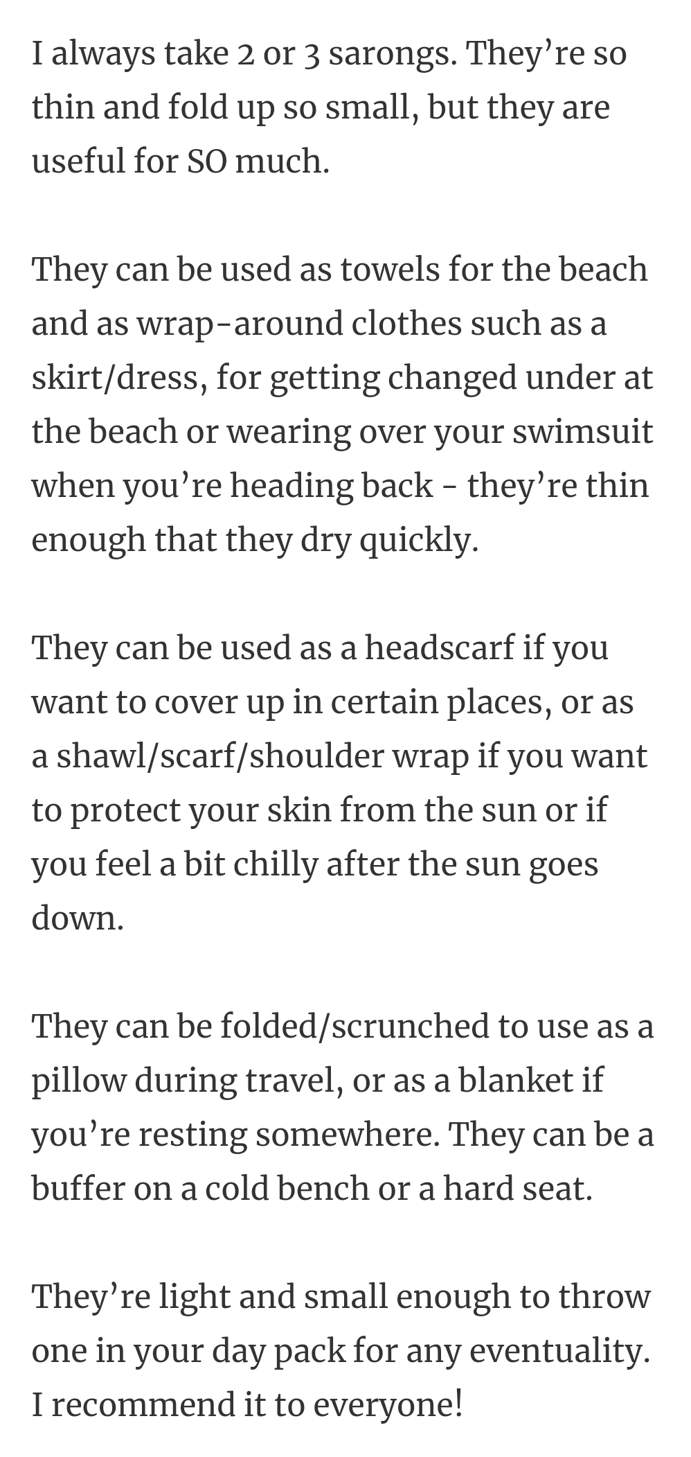 3. Always take a sarong along.