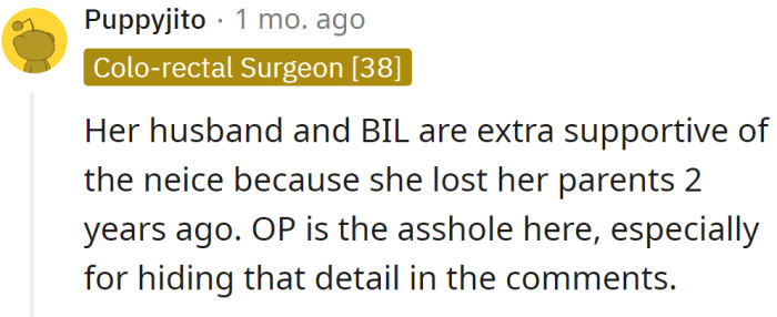 Another Redditor explained that OP didn't mention some extremely important details in her post