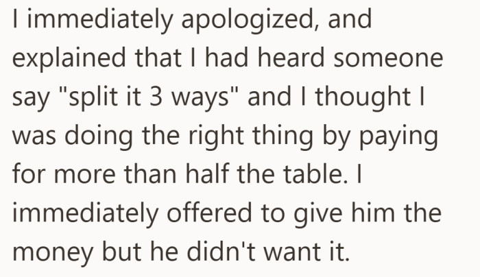 Even with an apology and an offer to pay, the tension remained unresolved.