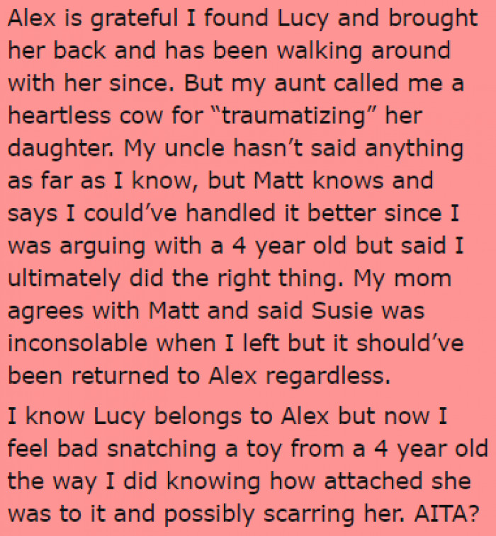 Her roommate was thankful, but her aunt was furious