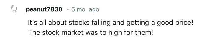 “It’s all about stocks falling and getting a good price!”