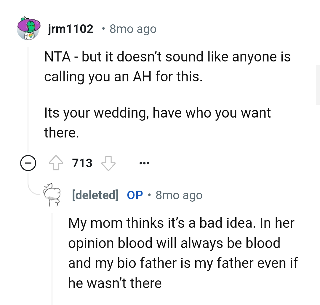 The OP can have whoever she wants at her wedding