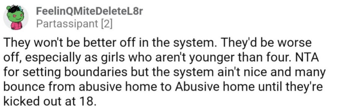 Setting boundaries is fine and good, but thinking foster care is a better option is not