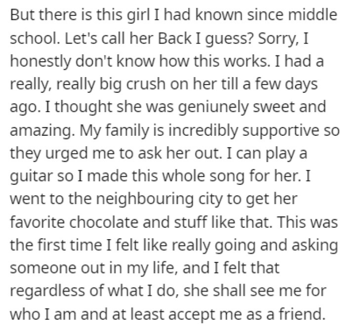 OP has always been fond of one girl, Beck, and he mustered up the courage to ask her out for Valentine's Day