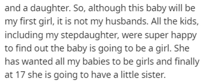 This is OP's first daughter, but not her husband's