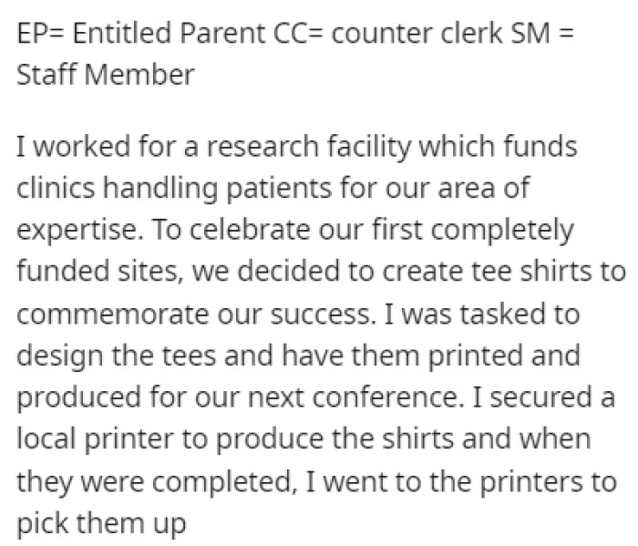 OP was tasked with designing and printing t-shirts for his company to celebrate their success