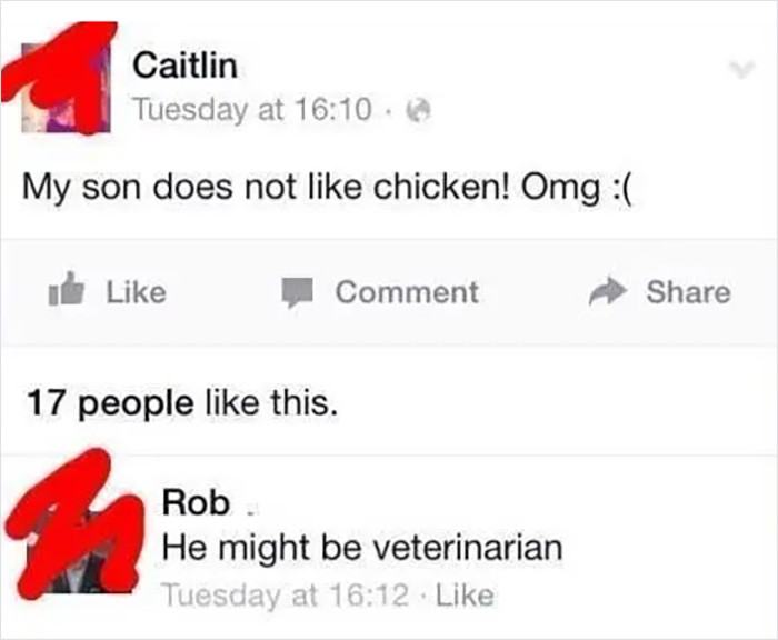 10. Your son not liking chicken