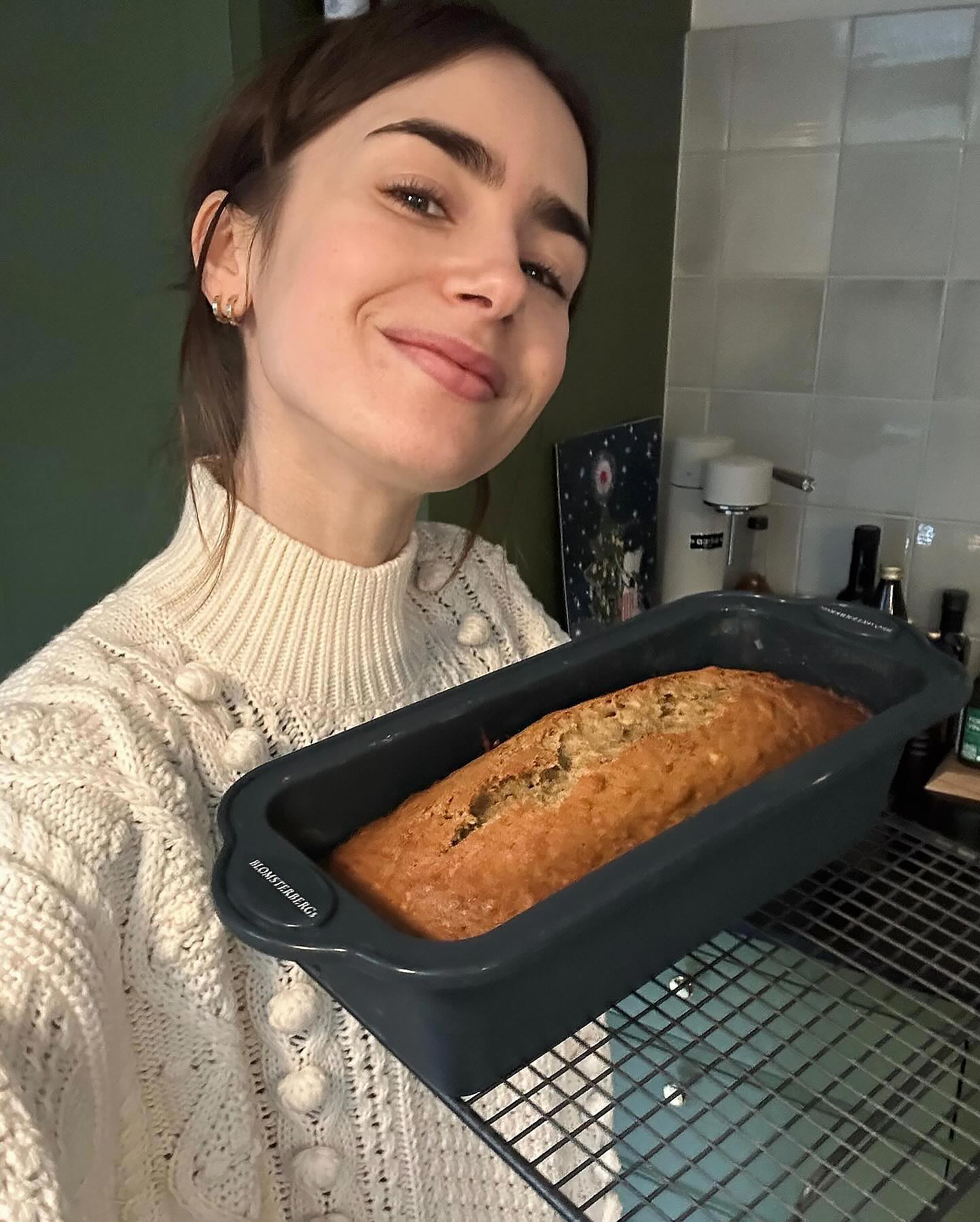 11. Lily Collins showing off her baking skills