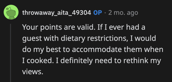 OP mentioned that she wouldn't treat her guests the way she's been treated, and it's changing her perception of her boyfriend's family.