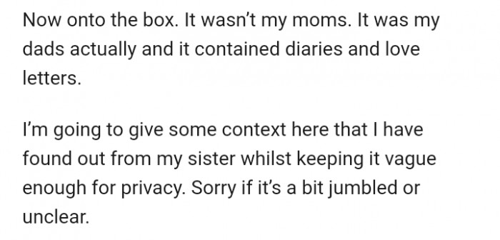 The moment of truth! She opened the box to find a trove of diaries and love letters belonging to her deceased father.