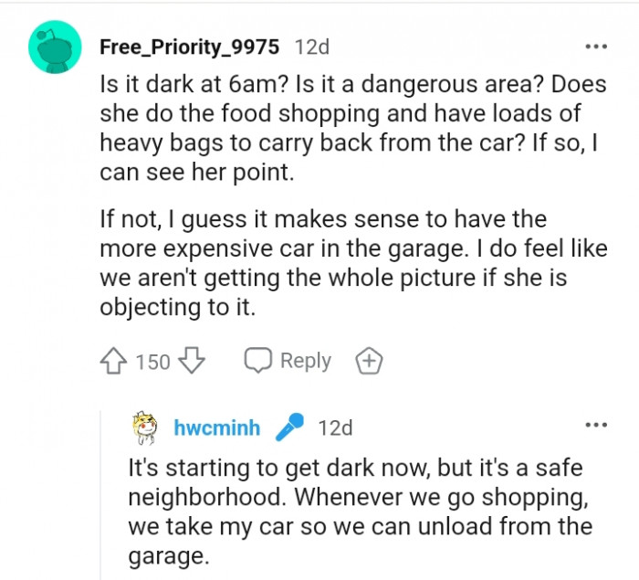 It makes sense to have the more expensive car in the garage