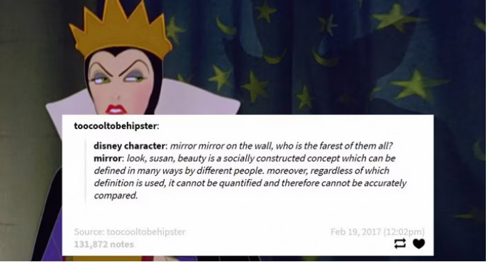 14. The mirror is there to educate against the misinformation that feeds the Evil Queen's head like poison