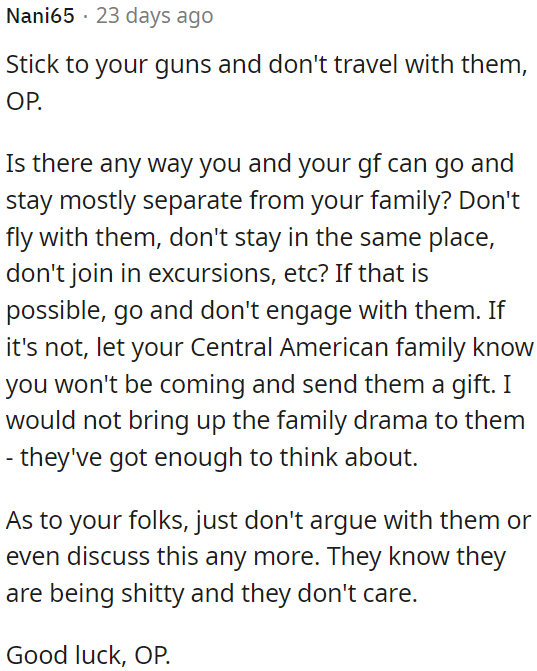 OP can consider traveling separately, staying in different accommodations, and skipping joint activities.
