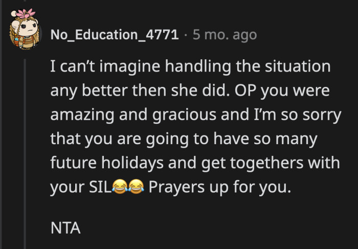 I bet sister-in-law will also host other child-free holidays in the future. What joy!