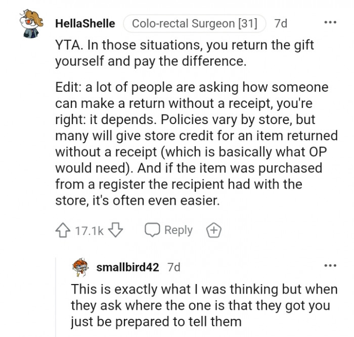 You can return the gift yourself