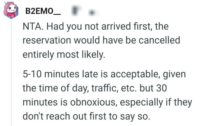 The reservation would have been most likely cancelled