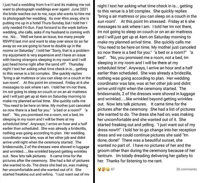 1. Oh, the drama wedding photographers must witness regularly!