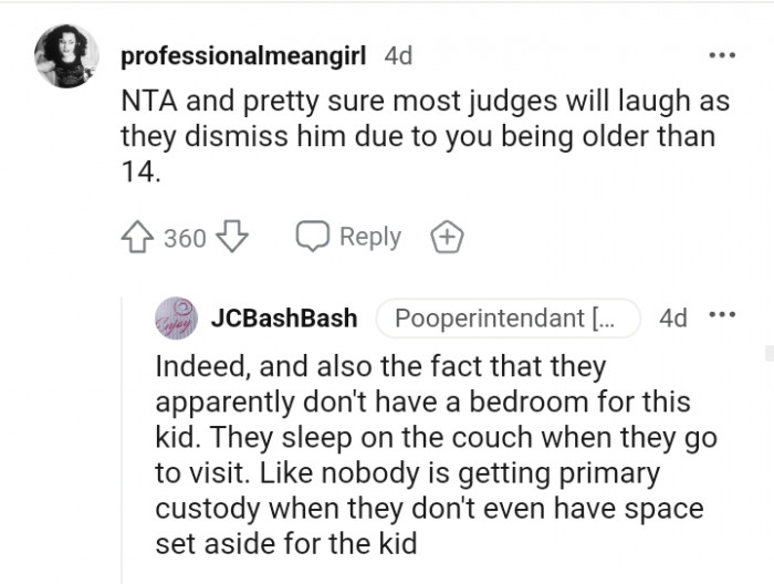 They sleep on the couch when they go to visit.