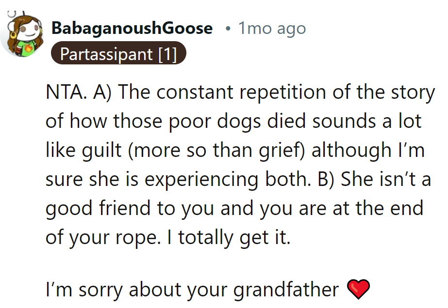 Her guilt trip needs a one-way ticket out.