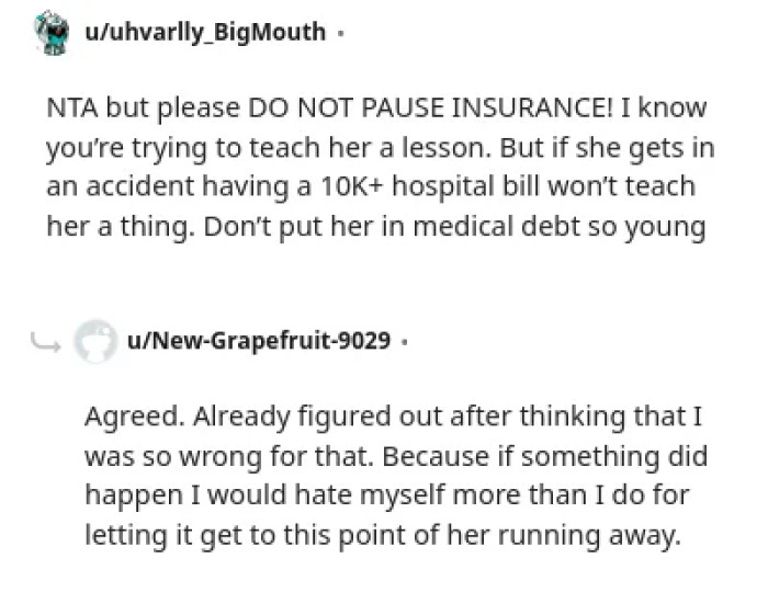 Give her space and let her learn from her choices