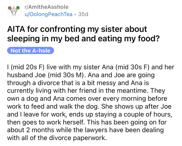 The OP shared a story about how she discovered her sister was taking advantage of her.