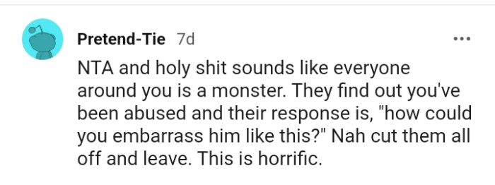 They find out OP's being abused and they give a bad response