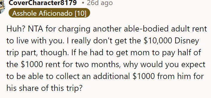 It was obvious he couldn't cover his share of the trip