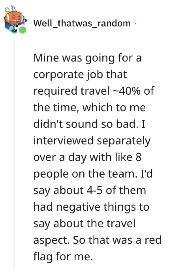 2. Travel requirement approximately 40% of the time