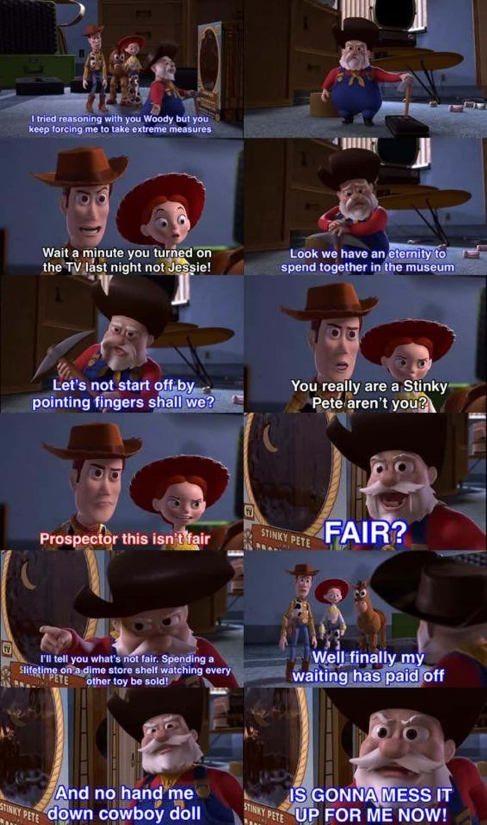 3. When this Stinky Pete scene occurred in 'Toy Story 2'