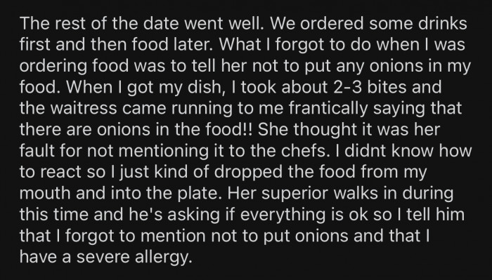 The waitress came rushing after realizing something.