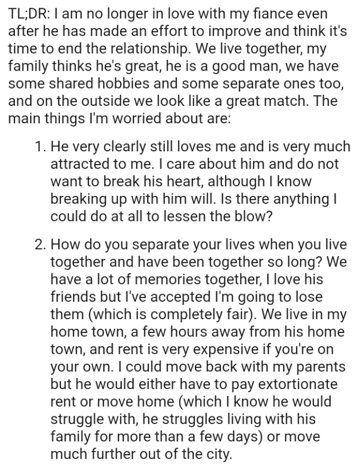 OP's Fiancé Very Clearly Still Loves Her and Is Very Much Attracted to Her