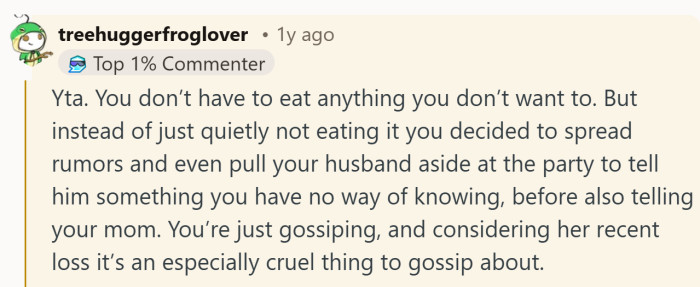 A firm nudge that the real trouble wasn’t the casserole at all, but the side serving of rumors that got passed around with it.