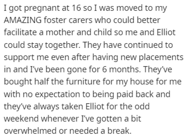 OP is eternally grateful for her foster family