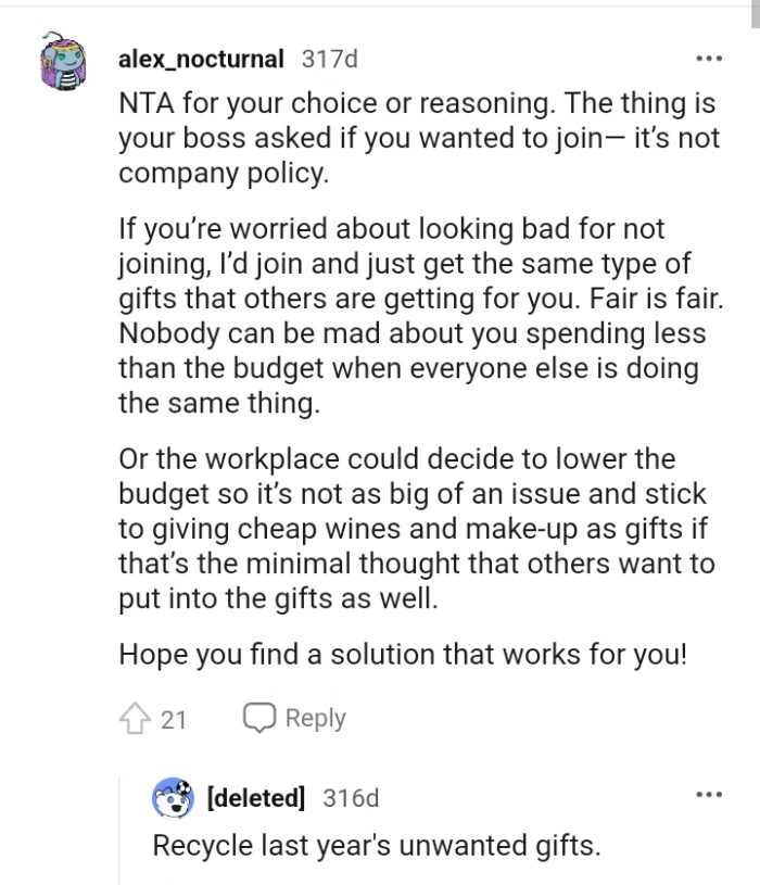 Nobody can be mad about you spending less