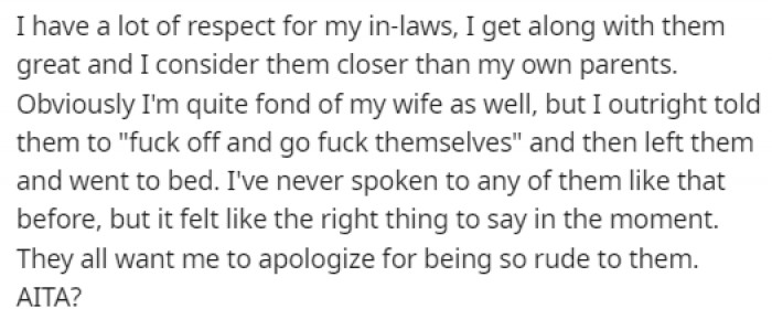 The father couldn't believe what he was hearing, so he cussed them out and left them alone.