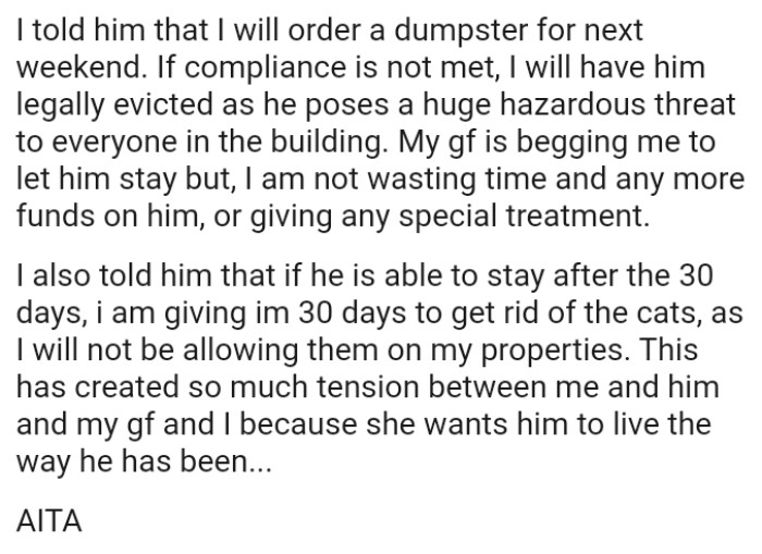 OP's not wasting time or any more funds on him or giving any special treatment