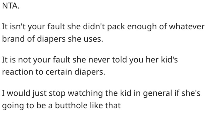 16. He should stop babysitting for her from henceforth.