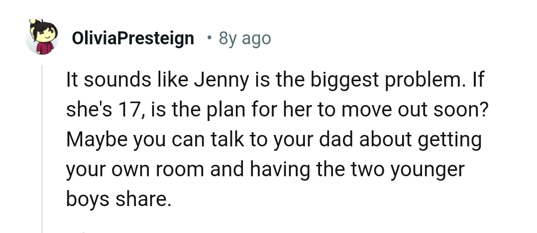 Talking to the dad about getting OP a room